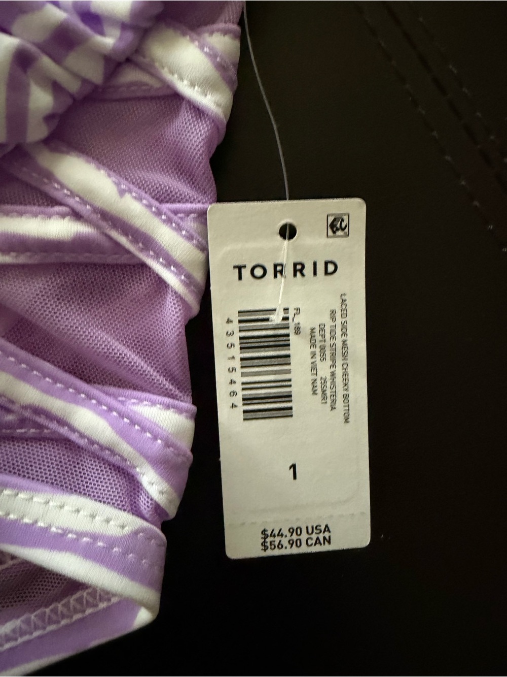 NWT Torrid rip tide stripe whisteria 2 pc bathing suit. Size 1 = 14/16 (1X) - Picture 3 of 11
